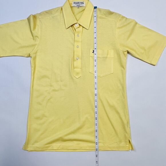 Jacques Fath Polo Shirt Mens Small Yellow Paris Boutique JF Pocket Retro Mod 60s - Picture 6 of 9